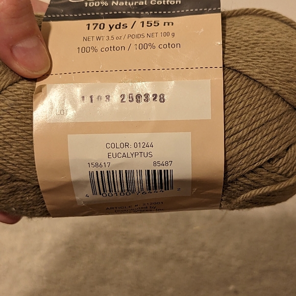 YARN Cotton Loops and Threads Cotton Club Eucalyptus FULL SKEIN DISCONTINUED - Picture 2 of 2
